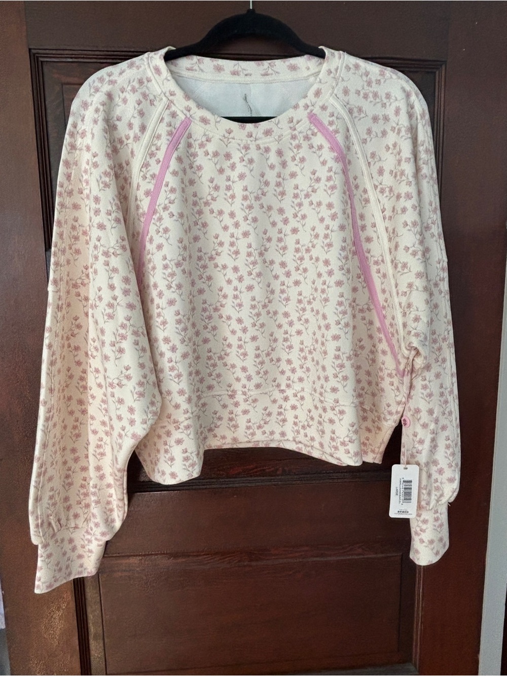 Simply Southern Cream Pullover with Pink Floral Accents